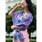 Шалик "Райські пташки". Блакитний, 173х40 см - image-2